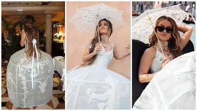 Natasha Poonawalla was seen at Jeff Bezos and Lauren Sanchez's wedding festivities in a stunning white dress. (Instagram/ Natasha Poonawalla) Natasha Poonawalla was seen at Jeff Bezos and Lauren Sanchez's wedding festivities in a stunning white dress. (Instagram/ Natasha Poonawalla)