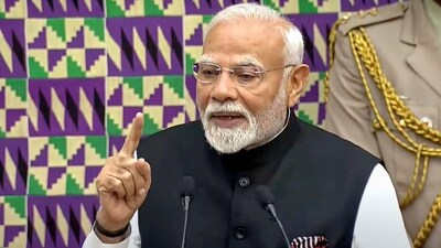 Prime Minister Narendra Modi addresses the Parliament of the Republic of Ghana. (@NarendraModi)