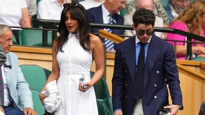 Priyanka Chopra and Nick Jonas at the Wimbledon Tennis Championships in London. (AP) Priyanka Chopra and Nick Jonas at the Wimbledon Tennis Championships in London. (AP)