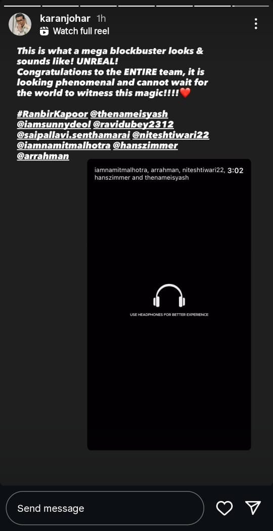 Karan Johar via Instagram Stories. Karan Johar via Instagram Stories.