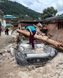 Car damaged in Thunag in Seraj area of Mandi district on Thursday. (Birbal Sharma/HT) Car damaged in Thunag in Seraj area of Mandi district on Thursday. (Birbal Sharma/HT)