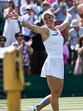 Germany's Laura Siegemund celebrates after winning against US’ Madison Keys at Wimbledon. (AFP)
