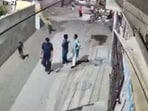 A lion leapt over a wall and attacked passersby in Lahore.