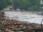 Water rises from severe flooding along the Guadalupe River.in Kerr County, Texas on Friday, July 4, 2025 Water rises from severe flooding along the Guadalupe River.in Kerr County, Texas on Friday, July 4, 2025
