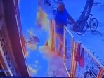 In a viral CCTV footage, a man was seen setting the house of his relative on fire in Bengaluru