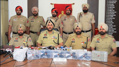 Amritsar commissioner of police Gurpreet Singh Bhullar addressing the media regarding the operations. (Sameer Sehgal/HT) Amritsar commissioner of police Gurpreet Singh Bhullar addressing the media regarding the operations. (Sameer Sehgal/HT)