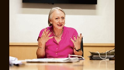 British deputy high commissioner Caroline Rowett interacting with HT staffers in Mohali on Friday. (Ravi Kumar/HT) British deputy high commissioner Caroline Rowett interacting with HT staffers in Mohali on Friday. (Ravi Kumar/HT)