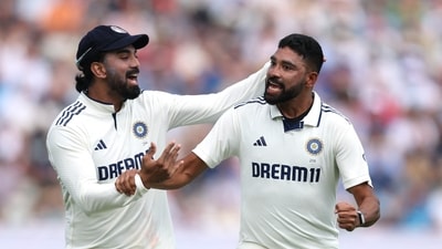 India's Mohammed Siraj celebrates after taking the wicket of England's Ben Stokes (Action Images via Reuters)