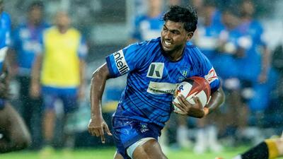 Hyderabad Heroes’ Javed Hussain in action at the Rugby Premier League. (Adimazes Pvt Ltd) Hyderabad Heroes’ Javed Hussain in action at the Rugby Premier League. (Adimazes Pvt Ltd)