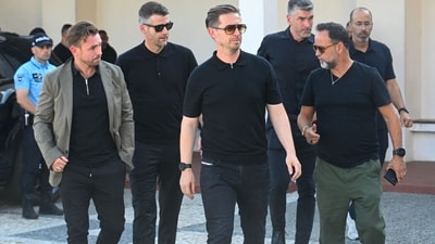 Representatives from Liverpool FC arrive at the funeral chapel in Gondomar on July 4, 2025, to attend the wake of Diogo Jota and his brother André Silva. (Photo by MIGUEL RIOPA / AFP) (AFP) Representatives from Liverpool FC arrive at the funeral chapel in Gondomar on July 4, 2025, to attend the wake of Diogo Jota and his brother André Silva. (Photo by MIGUEL RIOPA / AFP) (AFP)
