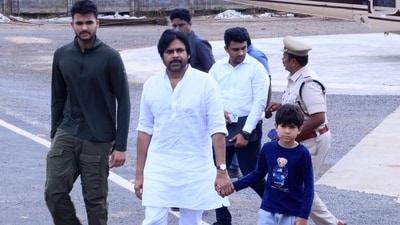 Akira Nandan and Mark Shankar accompanied their father to work in Mangalagiri. Akira Nandan and Mark Shankar accompanied their father to work in Mangalagiri.