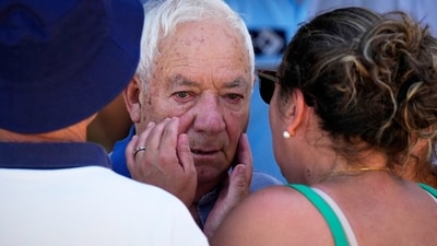 Grandfather of Diogo Jota, Joaquim Silva, arrived with other relatives at the funeral chapel on Friday, July 4, 2025. (AP Photo/Manu Fernandez) (AP) Grandfather of Diogo Jota, Joaquim Silva, arrived with other relatives at the funeral chapel on Friday, July 4, 2025. (AP Photo/Manu Fernandez) (AP)