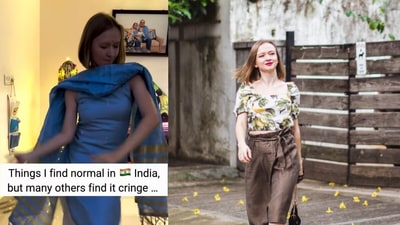 Iuliia Aslamova shares her list of totally normal things she does while living in India. (Screengrab Instagram/@yulia_bangalore)