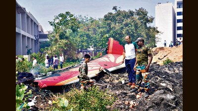 Wreckage of the Air India flight at the crash site in Ahmedabad. (Bloomberg) Wreckage of the Air India flight at the crash site in Ahmedabad. (Bloomberg)