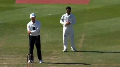 Ishan Kishan preparing to bowl in a County match (X) Ishan Kishan preparing to bowl in a County match (X)