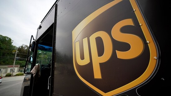 The UPS logo is displayed on the side of a delivery truck in Mount Lebanon, Pa., Sept. 21, 2021. (AP)