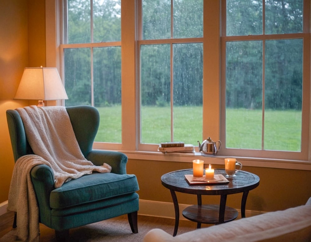 Having a corner to relax while watching the rain outside is cosy rainy day vibes. (Shutterstock) Having a corner to relax while watching the rain outside is cosy rainy day vibes. (Shutterstock)