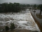 A photo shows flooding caused by a flash flood at the Guadalupe River in Kerrville, Texas A photo shows flooding caused by a flash flood at the Guadalupe River in Kerrville, Texas