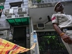 Police officials seen outside the house where the murder took place. (Sanchit Khanna/Hindustan Times) Police officials seen outside the house where the murder took place. (Sanchit Khanna/Hindustan Times)