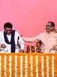 Shiv Sena (UBT) chief Uddhav Thackeray with his cousin and Maharashtra Navnirman Sena (MNS) chief Raj Thackeray during a joint rally in Mumbai. (ANI Photo)