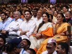 Supriya Sule was seen seated in the front row at the Uddhav and Raj Thackeray reunion rally at the Worli Dome.