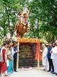 Union Home Minister Amit Shah unveils the Thorle Bajirao Peshwe's statue at NDA on Friday. Maharashtra CM Devendra Fadnavis, deputy CMs Ajit Pawar, Eknath Shinde, Union MoS Murlidhar Mohol, minister Chandrakant Patil, and others were also present. (HT) Union Home Minister Amit Shah unveils the Thorle Bajirao Peshwe's statue at NDA on Friday. Maharashtra CM Devendra Fadnavis, deputy CMs Ajit Pawar, Eknath Shinde, Union MoS Murlidhar Mohol, minister Chandrakant Patil, and others were also present. (HT)