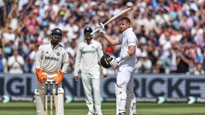 A day for Jamie Smith to remember! After Rishabh Pant, watching on, broke records in Leeds, it was wicketkeeper Smith's turn in Birmingham. No English wicketkeeper has scored more than Smith's 184* in Test cricket, most of which came at a rate well in excess of run-a-ball. (AP) A day for Jamie Smith to remember! After Rishabh Pant, watching on, broke records in Leeds, it was wicketkeeper Smith's turn in Birmingham. No English wicketkeeper has scored more than Smith's 184* in Test cricket, most of which came at a rate well in excess of run-a-ball. (AP)