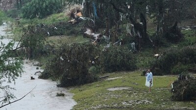 A man surveys damage left by a raging Guadalupe River, Friday, July 4, 2025, in Kerrville, Texas. (AP) A man surveys damage left by a raging Guadalupe River, Friday, July 4, 2025, in Kerrville, Texas. (AP)