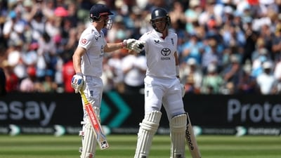 It was a partnership to remember and savour between Harry Brook and Jamie Smith. Joining forces at 84/5, the pair counter-attacked and brought England roaring back, putting on 303 runs to give the hosts something to fight with. (Action Images via Reuters)