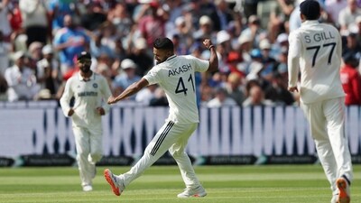 Akash Deep is pumped up by a wicket. After two wickets on day two, he returned to help clean up the tail ny picking up two more. Playing himself into contention for the remainder of the series. &nbsp; &nbsp; &nbsp; &nbsp; &nbsp; &nbsp; &nbsp; &nbsp; &nbsp; &nbsp; &nbsp; &nbsp; &nbsp; &nbsp; &nbsp; &nbsp; &nbsp; &nbsp; &nbsp; &nbsp; &nbsp; &nbsp; &nbsp; &nbsp; &nbsp; &nbsp; &nbsp; &nbsp; &nbsp; &nbsp; &nbsp; &nbsp; &nbsp; &nbsp; &nbsp; &nbsp; &nbsp; &nbsp; &nbsp; &nbsp; &nbsp; &nbsp; &nbsp; (Action Images via Reuters)
