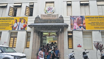 Mumbai, India. July 02, 2025: View of Shirodkar High School in the Girgaon area in south Mumbai. Mumbai, India. July 02, 2025. (Photo by Raju Shinde/ HT Photo) (Raju Shinde) Mumbai, India. July 02, 2025: View of Shirodkar High School in the Girgaon area in south Mumbai. Mumbai, India. July 02, 2025. (Photo by Raju Shinde/ HT Photo) (Raju Shinde)