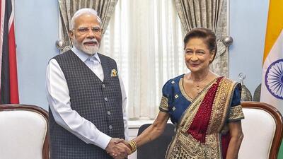 Prime Minister Narendra Modi and his Trnidadian counterpart Kamla Persad-Bissessar (PMO) Prime Minister Narendra Modi and his Trnidadian counterpart Kamla Persad-Bissessar (PMO)
