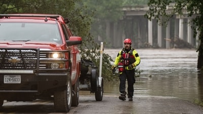 After the Texas floods swept the area on Friday, search and rescue teams carry out operations amid rough conditions. (Eric Vryn/AFP) After the Texas floods swept the area on Friday, search and rescue teams carry out operations amid rough conditions. (Eric Vryn/AFP)