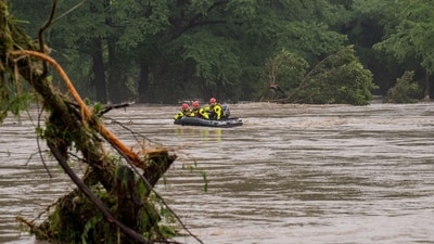 Search and rescue teams deployed after the Texas floods, continue their operation. (Eric Vryn/AFP) Search and rescue teams deployed after the Texas floods, continue their operation. (Eric Vryn/AFP)