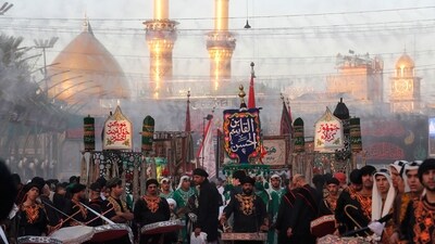 The procession is an expression of grief, remembrance, and spiritual solidarity among Shia Muslims across the globe. (AFP) The procession is an expression of grief, remembrance, and spiritual solidarity among Shia Muslims across the globe. (AFP)