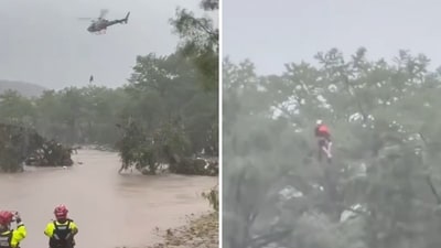 A person rescued from amid a flood in Texas, USA. (X/@GregAbbott_TX) A person rescued from amid a flood in Texas, USA. (X/@GregAbbott_TX)