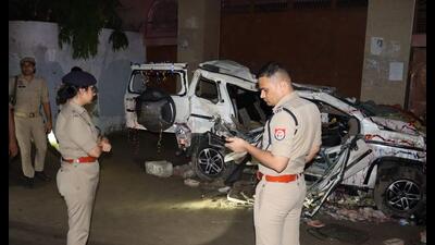 The mangled remains of the vehicle that met with an accident in Uttar Pradesh’s Sambhal. (Sourced)