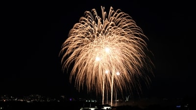 A beautiful golden burst lit up the sky as fireworks exploded near the Washington Monument during the Fourth of July celebration at the White House in Washington. (AP Photo/Alex Brandon, Pool) (AP) A beautiful golden burst lit up the sky as fireworks exploded near the Washington Monument during the Fourth of July celebration at the White House in Washington. (AP Photo/Alex Brandon, Pool) (AP)