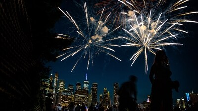 Fireworks lit up the Manhattan skyline against the night sky as the city sparkled below during Macy’s Fourth of July celebration at Brooklyn Bridge Park on July 4, 2025. (Photo by Angelina Katsanis / AFP) (AFP) Fireworks lit up the Manhattan skyline against the night sky as the city sparkled below during Macy’s Fourth of July celebration at Brooklyn Bridge Park on July 4, 2025. (Photo by Angelina Katsanis / AFP) (AFP)