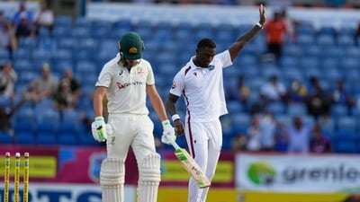 Sam Konstas walks off with his head hanging low after being dismissed for a duck by West Indian fast bowler Jayden Seales. (AP) Sam Konstas walks off with his head hanging low after being dismissed for a duck by West Indian fast bowler Jayden Seales. (AP)