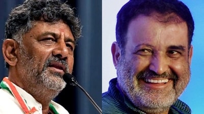 DK Shivakumar (L), Mohandas Pai (R)