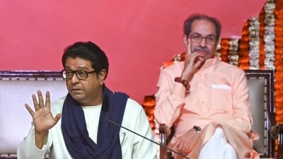The MNS chief said that the state government's withdrawal of the three-language policy was due to the “unity” displayed by the Marathi people. (Hindustan Times) The MNS chief said that the state government's withdrawal of the three-language policy was due to the “unity” displayed by the Marathi people. (Hindustan Times)