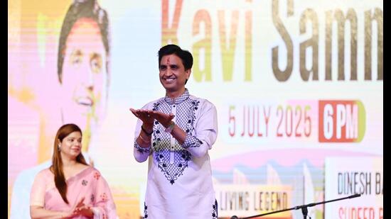 Famous Hindi poet at the UP Mango Festival 2025 in Lucknow on July 5. (Sourced)