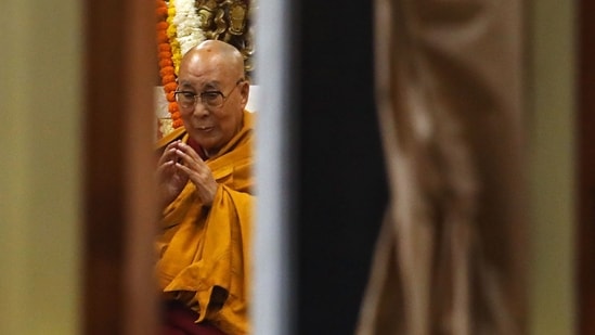 Tibetan spiritual leader the Dalai Lama attends a long-life prayer offering ceremony at the Main Tibetan Temple in McLeod Ganj, near Dharamsala (AFP)