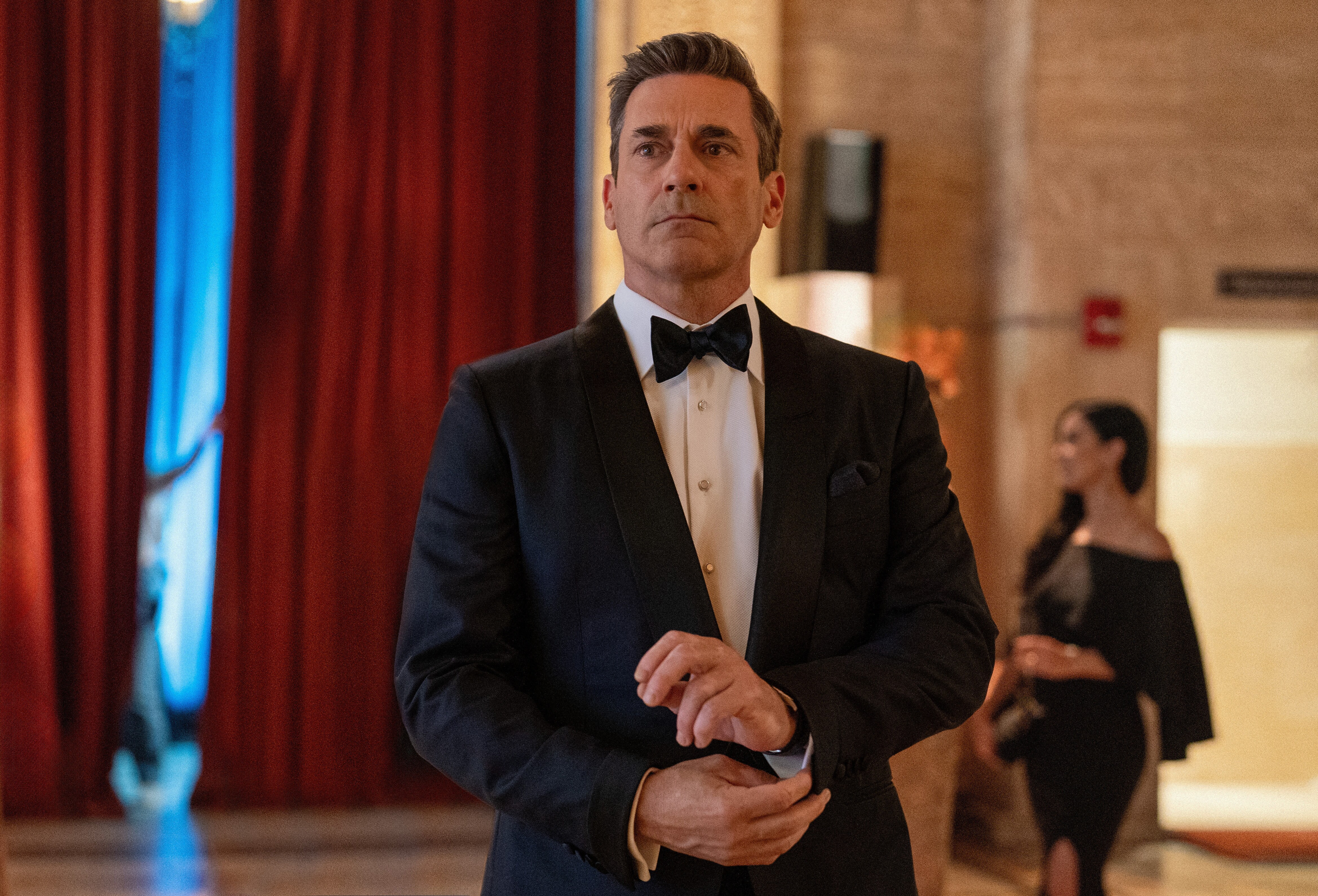 Jon Hamm is on song as Coop, ably supported by a talented cast that includes Olivia Munn and Hoon Lee. (Apple TV) Jon Hamm is on song as Coop, ably supported by a talented cast that includes Olivia Munn and Hoon Lee. (Apple TV)
