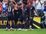 Diego Luna #10 of United States celebrates with teammates after scoring against Guatemala Diego Luna #10 of United States celebrates with teammates after scoring against Guatemala