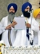 Jathedar Giani Kuldeep Singh Gargaj, along with other Sikh high priests, pronouncing the edict from the Akal Takht at the Golden Temple in Amritsar on Saturday. (Sameer Sehgal/HT) Jathedar Giani Kuldeep Singh Gargaj, along with other Sikh high priests, pronouncing the edict from the Akal Takht at the Golden Temple in Amritsar on Saturday. (Sameer Sehgal/HT)