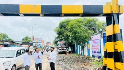 Gangadham Chowk accident sparks action, height barriers finally being installed Gangadham Chowk accident sparks action, height barriers finally being installed