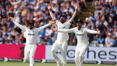 India's captain Shubman Gill, right, along with teammates appeal to the umpire during day four of the second Test match against England at Edgbaston (AP) India's captain Shubman Gill, right, along with teammates appeal to the umpire during day four of the second Test match against England at Edgbaston (AP)