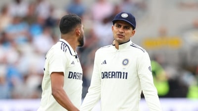 India's Shubman Gill speaks with Mohammed Siraj (Action Images via Reuters)